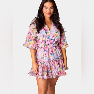 BUDDY LOVE POLLYANNA ELASTIC WAIST MINI DRESS - ESTATE